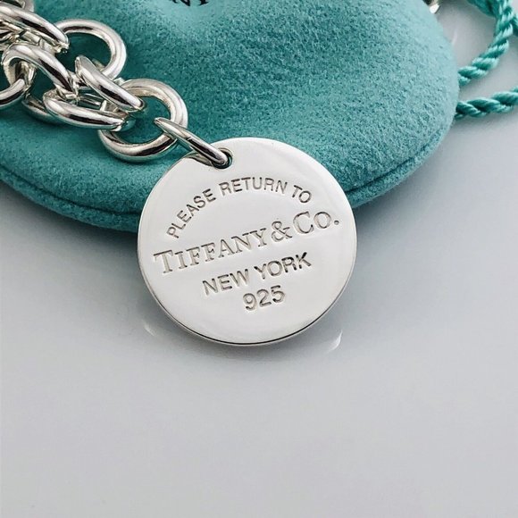 18" Return To Tiffany & Co Circle Round Tag Necklace in Sterling Silver - Picture 1 of 7